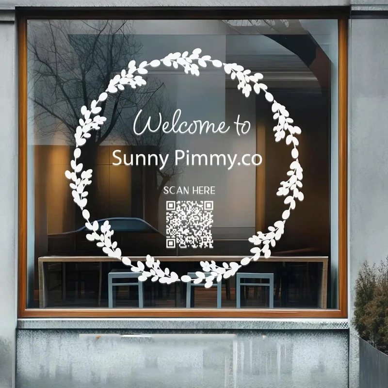 Leaf wreath decal for front store window and wall decoration, Outdoor showcase vinyl decal sticker for business promotion E629