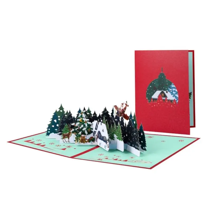 

Q6PE Foldable Christmas Popup 3D Card with Envelope Handmade Greeting Card for Friend