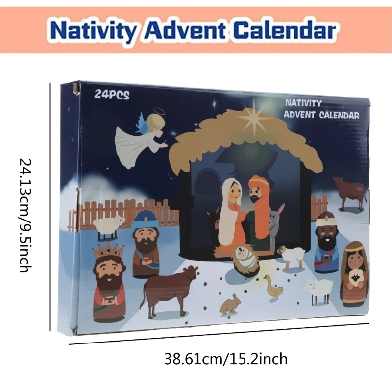 Jesus Nativity Scene with 24 Resin Figurines Christmas Advent Calendar for Children