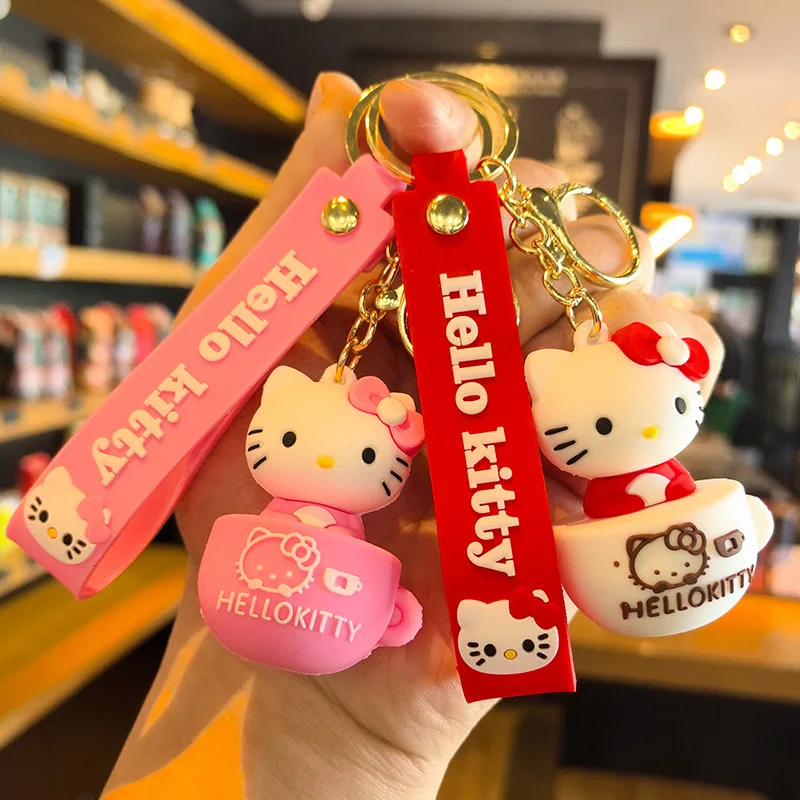

New Water Cup Sanrio Keychain Hello Kitty Doll Kuramitsu Key Ring Student Small Gift Kawaii Cute Personalized Gifts Y2k Fashion