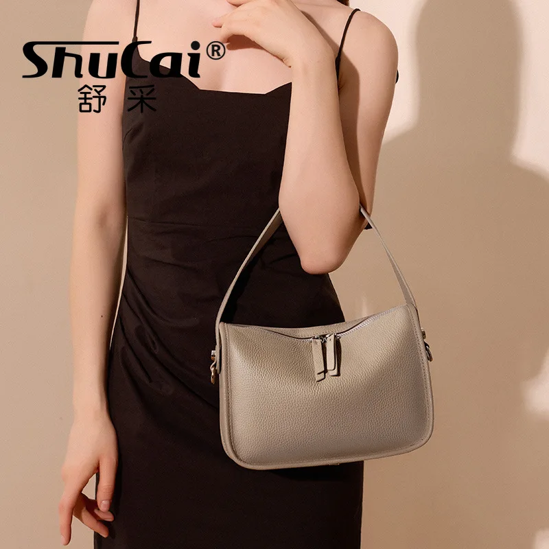 Soft Leather Wide Shoulder Strap Crossbody Bag Women Large Capacity Leather Single Underarm Bag