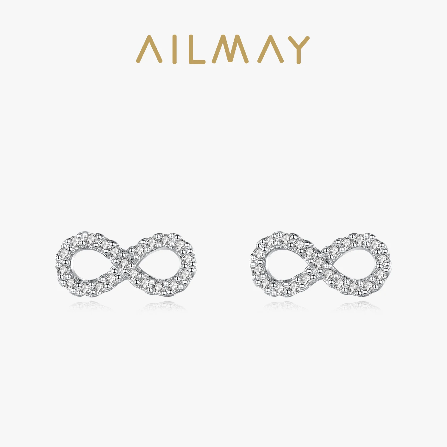 Ailmay Birthday Gift Simple High Quality Fashion 925 Sterling Silver Infinite love Cubic Zirconia Fine Female Luxury Jewelry