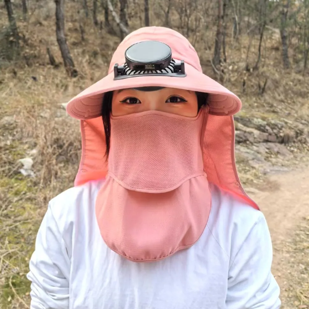 

New Cotton Polyester Fan Sun Hat Rechargeable Breathable Mesh Anti-UV Sun Hat Wide Brim Solar/USB Powered Visor Hat Summer