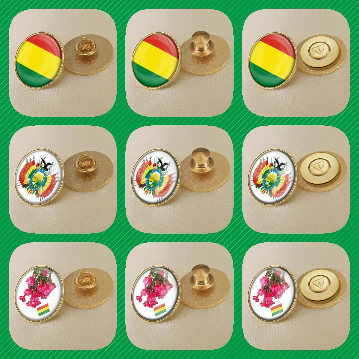 Bolivia Bolivians Map Flag National Emblem National Flower Brooch Badges Lapel Pins