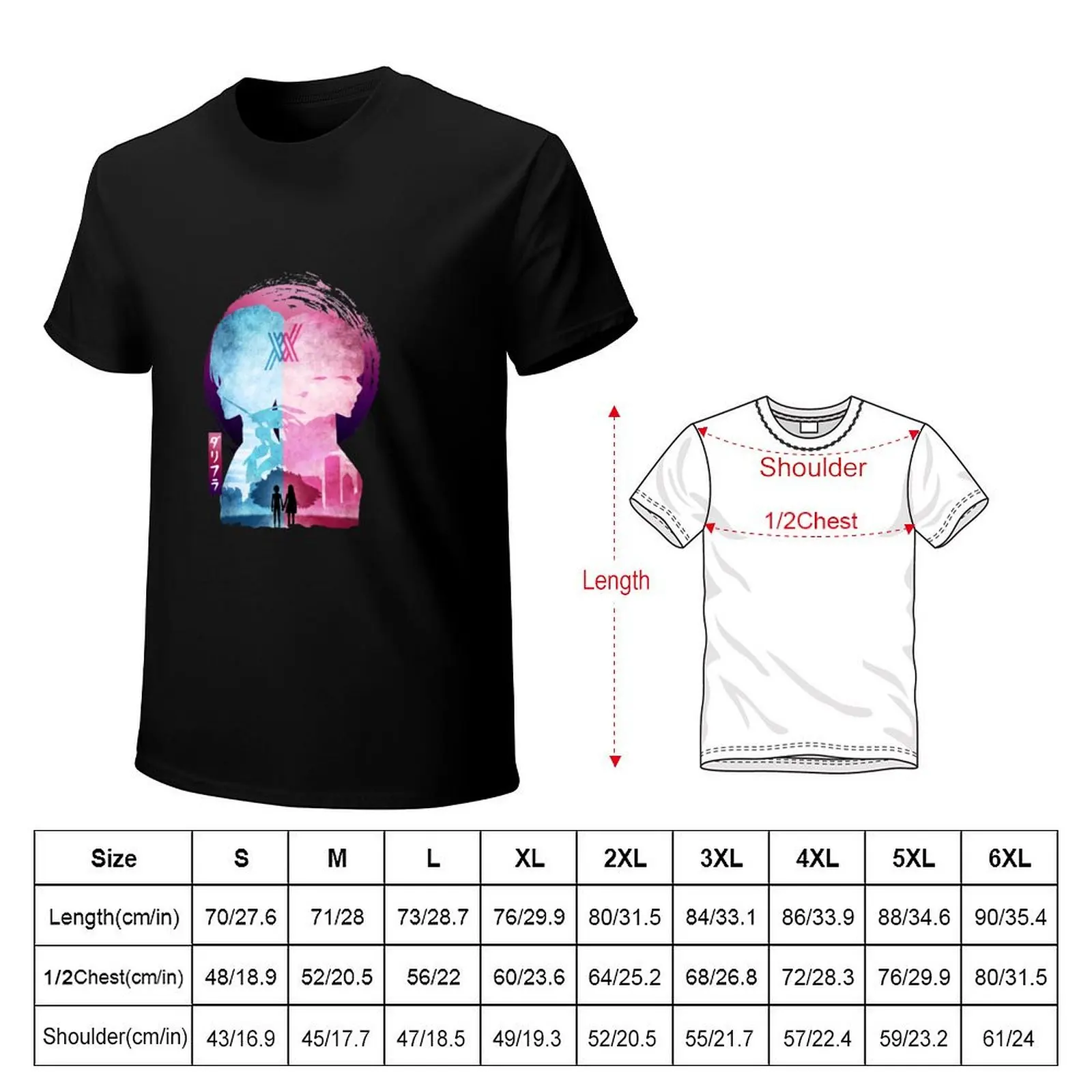 Minimalist Silhouette Hiro & Zero Two T-Shirt anime clothes oversized graphic tee men t shirt