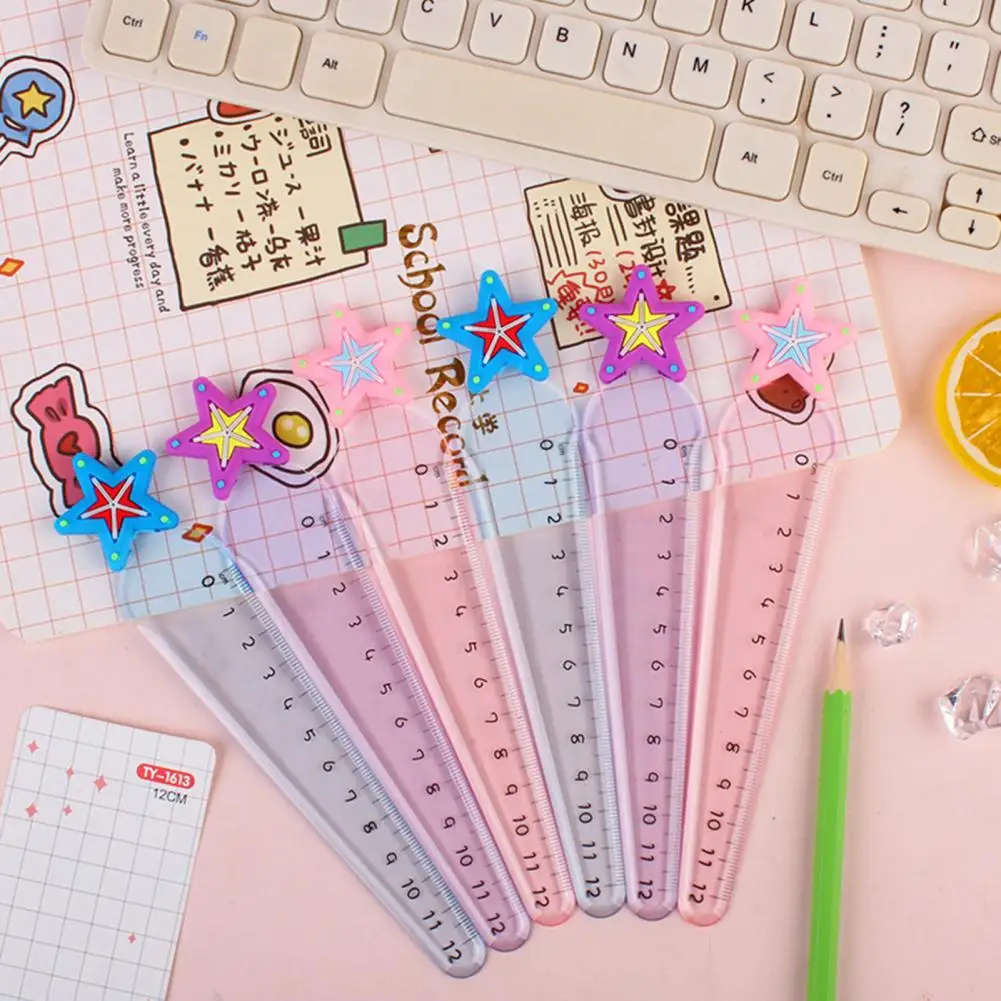 2Pcs  Rulers Modern Funny Cartoon Kids Straight Rulers Anti-fade Non-slip Straight Rulers