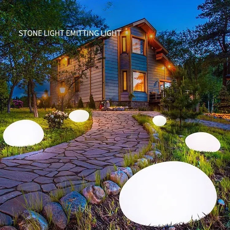 Solar Pebble Stone Lights Outdoor Park Garden Atmosphere Decorative Landscape Lights Outdoor Villa Garden Lights