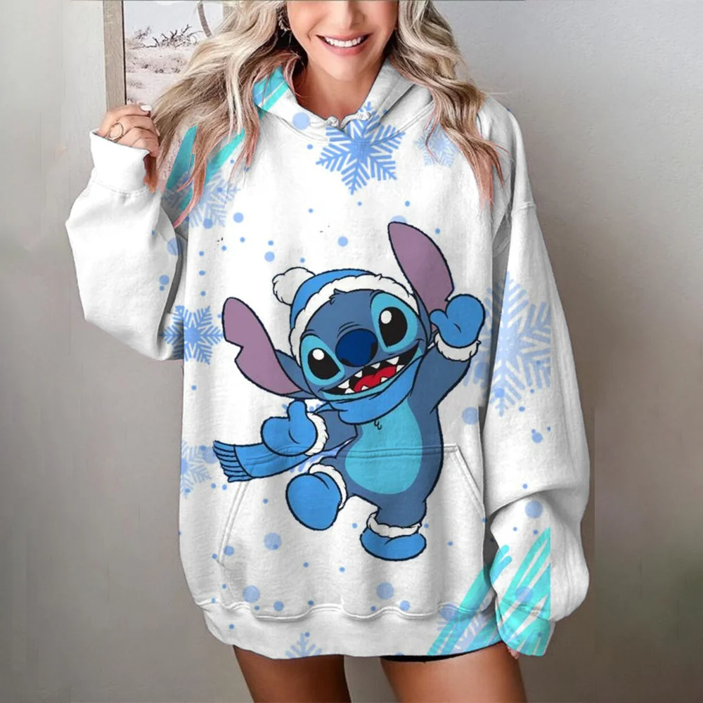 Autumn/Winter For Women Clothing Cute Stitch Cartoon Woman Sweatshirts Fashion Hoodie 2025 Christmas Casual Oversize Sweatshirts