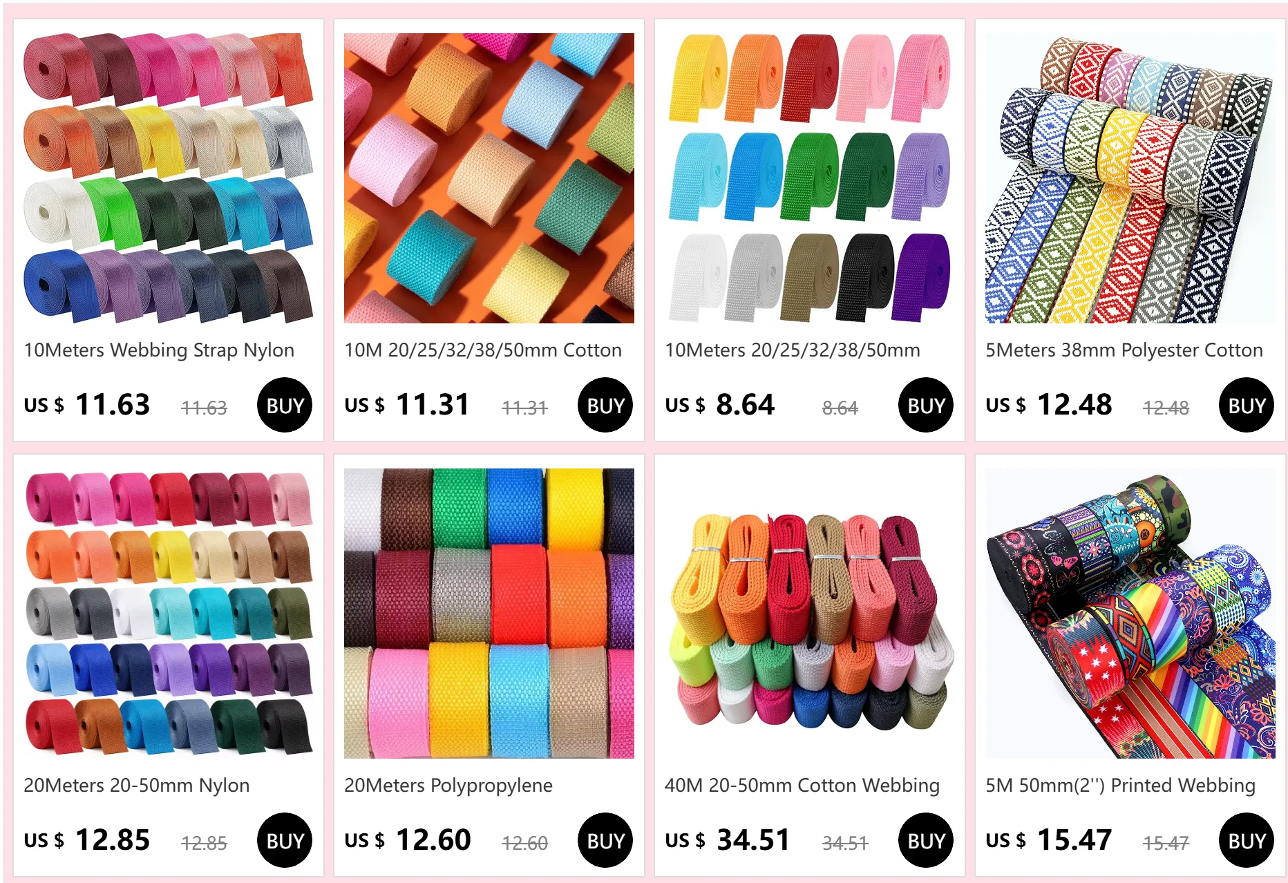 5/10/20M Meetee 20–50 mm Nylon-Gurtband, schwarz, 2 mm dick, Rucksackgurt, Band, Sicherheitsgurt, Schlinge, Nähen, Besatzband, Zubehör – Detail 1