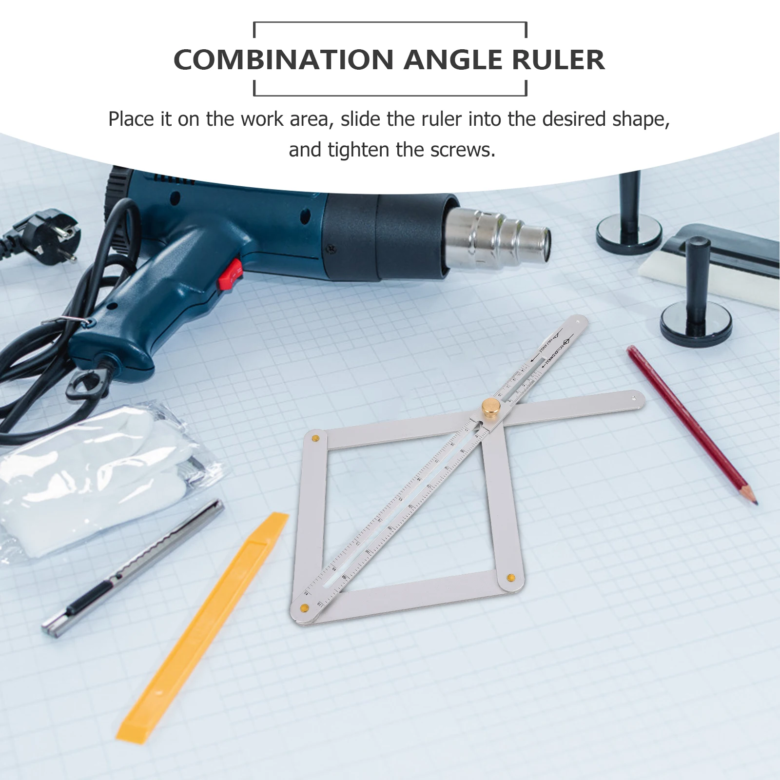 

Diagonal Ruler Angle Protractor Stainless Steel Measuring Tool Combination Wood Working Corner Adjustable Square