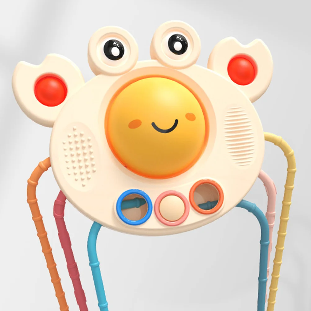 Crab Pull String Interactive Silicone Baby Sensory Teething Educational Pull String Early Learning Gift Toddler Toys