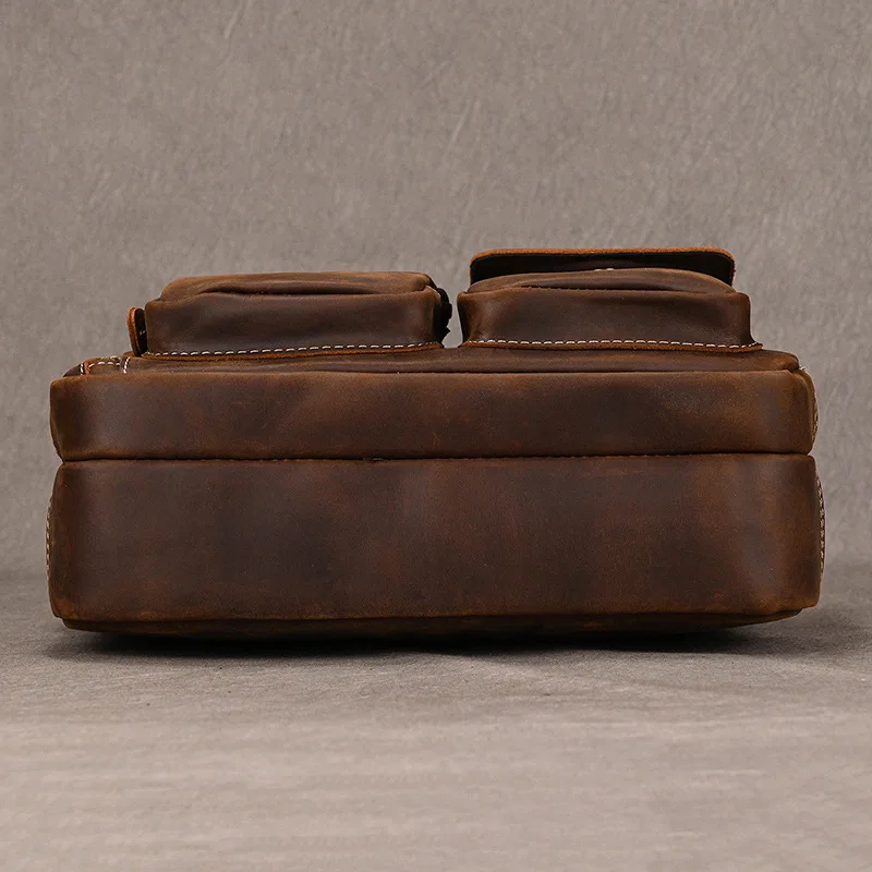 حقيبة كتف جلدية للرجال من كريزي هورس متعددة الأغراض للتنقل متعددة الجيوب ذات سعة كبيرة حقيبة محمولة باليد #6