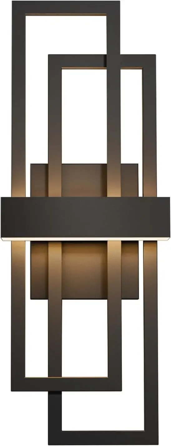 25.6 Inch Modern Outdoor Wall Lights, Integrated LED 1200LM Large Exterior Lighting Fixture Dual Rectangle Outdoor Sconce, Black