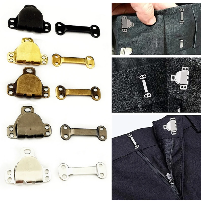 10set Metal Buckle Hook Trousers Hook Suit Pants Hook Button Skirt Trousers Hook Button Hanger Buckle Fittings Garment Hooks