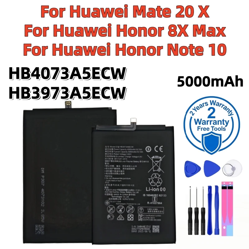 Batería HB3973A5ECW de 5000mAh 100% nueva para Huawei Honor Note 10 RVL-AL09 RVL-AL10 Mate 20 X 20X Mate20X EVR-AL00 Honor 8X Max