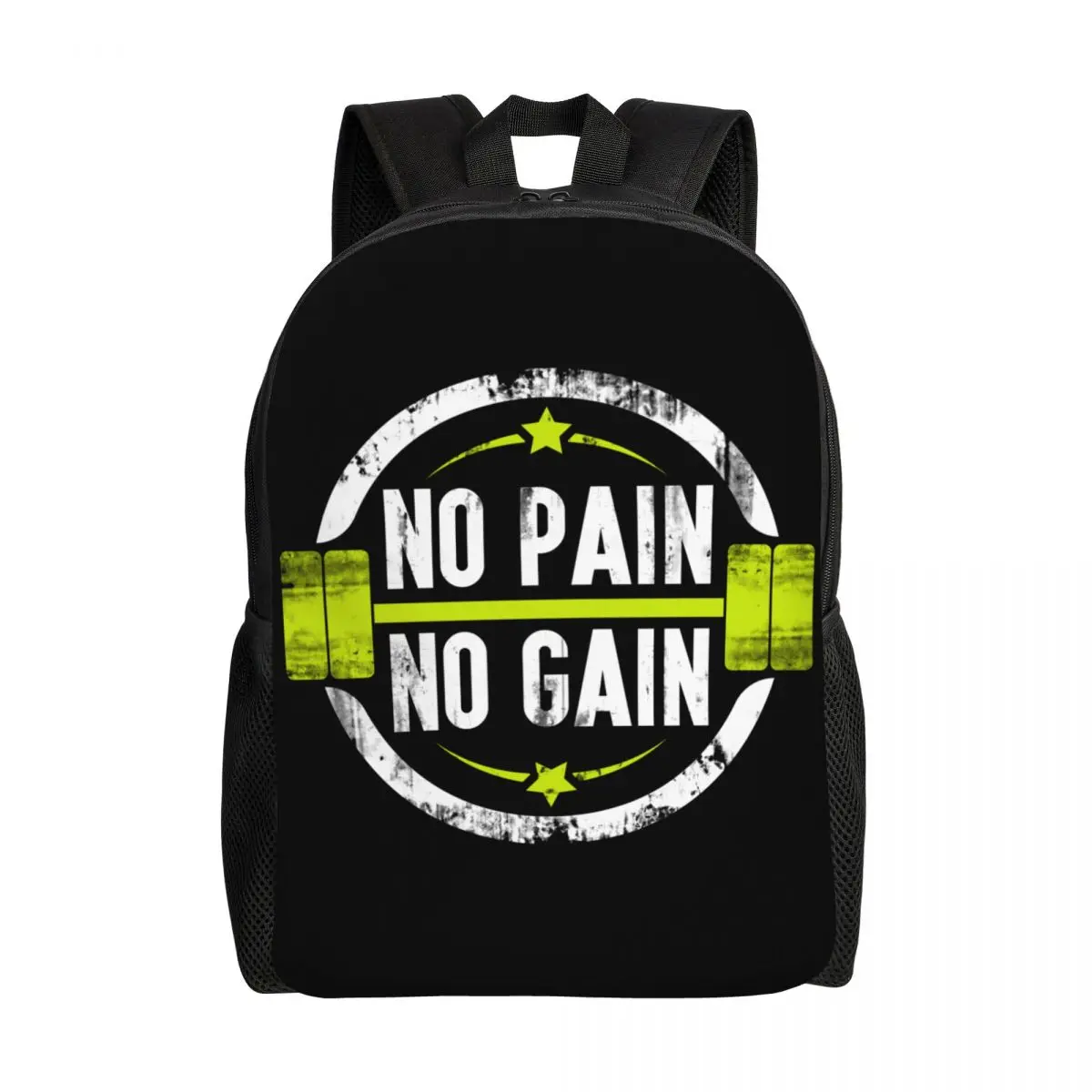 Customized No Pain No Gain Travel Backpack  School Computer Bookbag Bodybuilding Fitness Gym College Student Daypack Bags