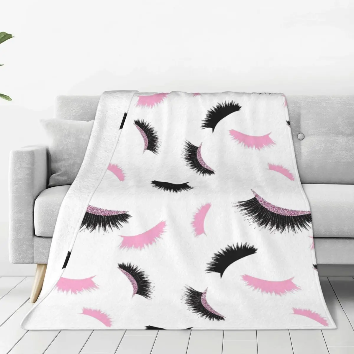 

Eyelash Lashes Pattern Blanket Fleece Printed Beautiful Eyes Breathable Thin Throw Blankets for Sofa Car Plush Thin Quilt