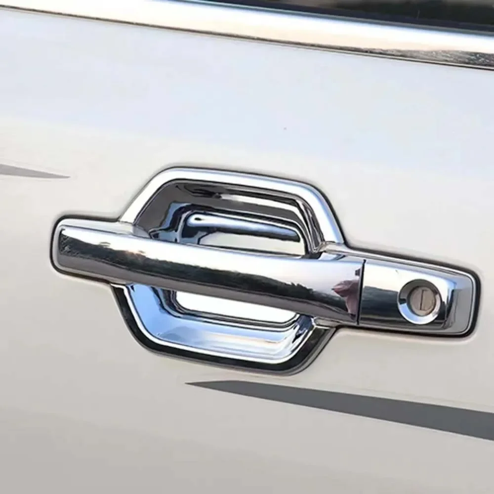 Car Decoration Door Bowl Handle Cover For Mitsubishi Pajero V60 V70 V73 V75 1999-2006 Carbon Fiber Chrome Silver Glossy Black view 2