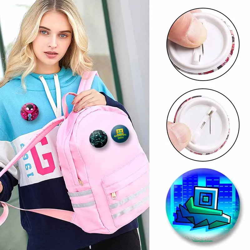 Game Geometry Dash Lite Brooch Creative Funny Cartoon Enamel Pins ‌Cute Anime Button Badge for Backpack Accessories Gamer Gifts