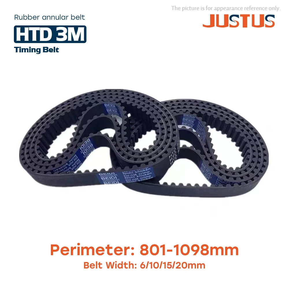 

HTD 3M Synchronous Timing belt length 801/810/825/831/840/861/885/900/915/939/945/954/960/1002/1026/1068/1098mm Rubber closed