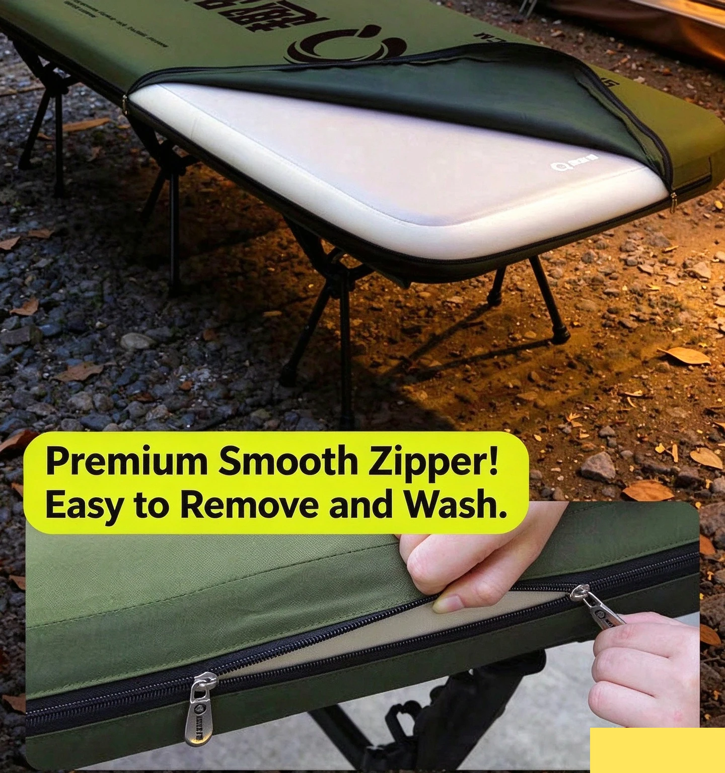 New Brushed PVC Bed Mat with Alloy Frame Support for Camping  Air Mattress Heavy-Duty Inflatable Camping Cot Adjust Mattress