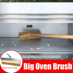 SHANGPEIXUAN Professional Pizza Oven Copper Brush 25cm Big Scraper Household Grill Brass Cleaning Brush with Wood Handle