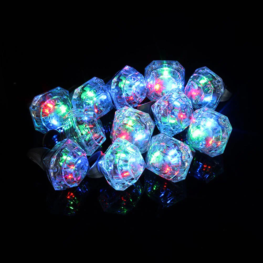 6pcs Simulate Diamond Finger Ring LED Luminous Rings Flashing Toys Party Favors Gifts flashing finger rings