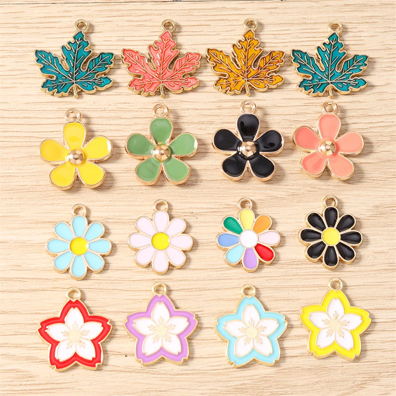 10 Stück Niedliche Bunte Emaille-Blumen-Anhänger für Ohrringe, Halsketten, Armbänder, DIY-Handwerk, Schmuckherstellung und Zubehör – Detail 1