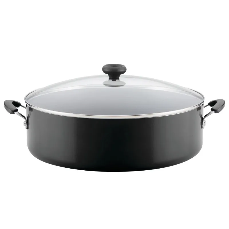 Nonstick Family Pan, Jumbo Cooker with Lid, Easy Clean 14 inch Aluminum Nonstick Covered Family Pan