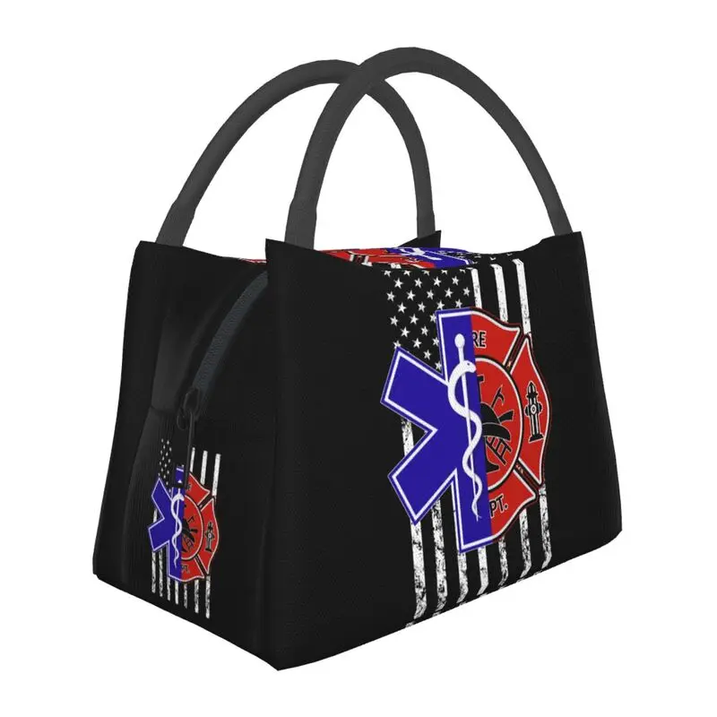 

Custom Emt Star Of Life Paramedic Doctor Ambulance Lunch Bags Men Women Cooler Thermal Insulated Lunch Box for Office Travel