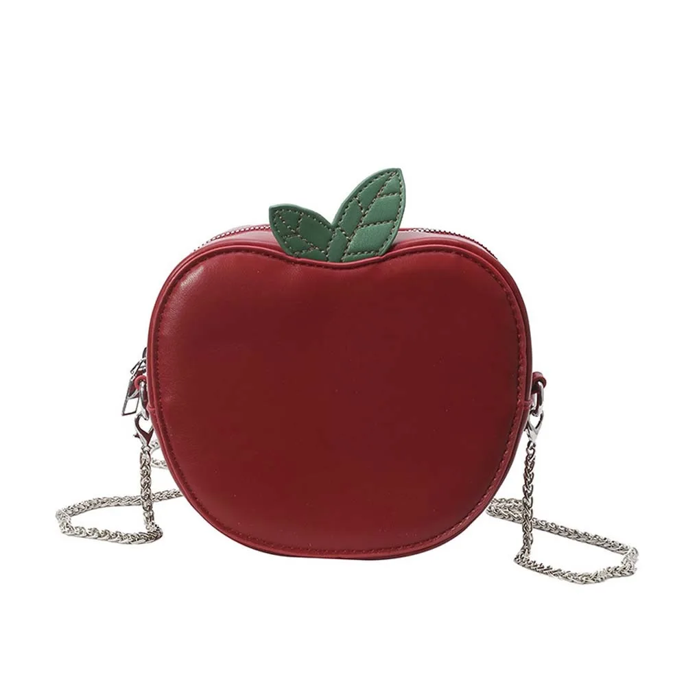

Coin Purse Fruit Shape Chain Bag Large Capacity Anti-splash Water Leather Round Pouch Polyester Solid Color
