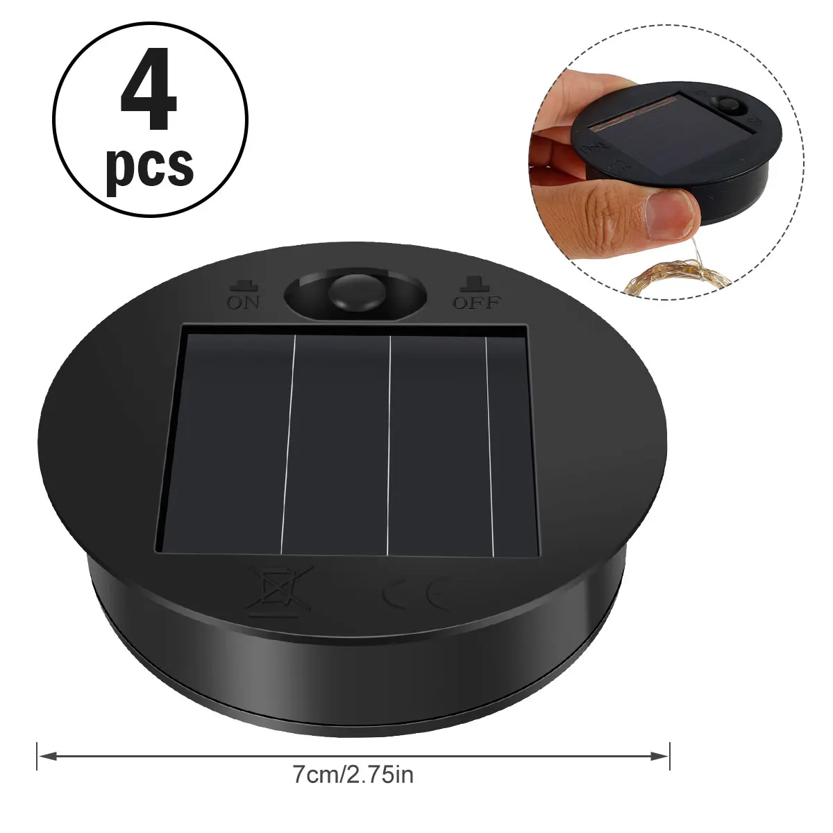 Solar Lantern Light Replacement Top with 30 LED String Light LED Solar Panel Lantern Lid Round Solar Lights Replacement Part