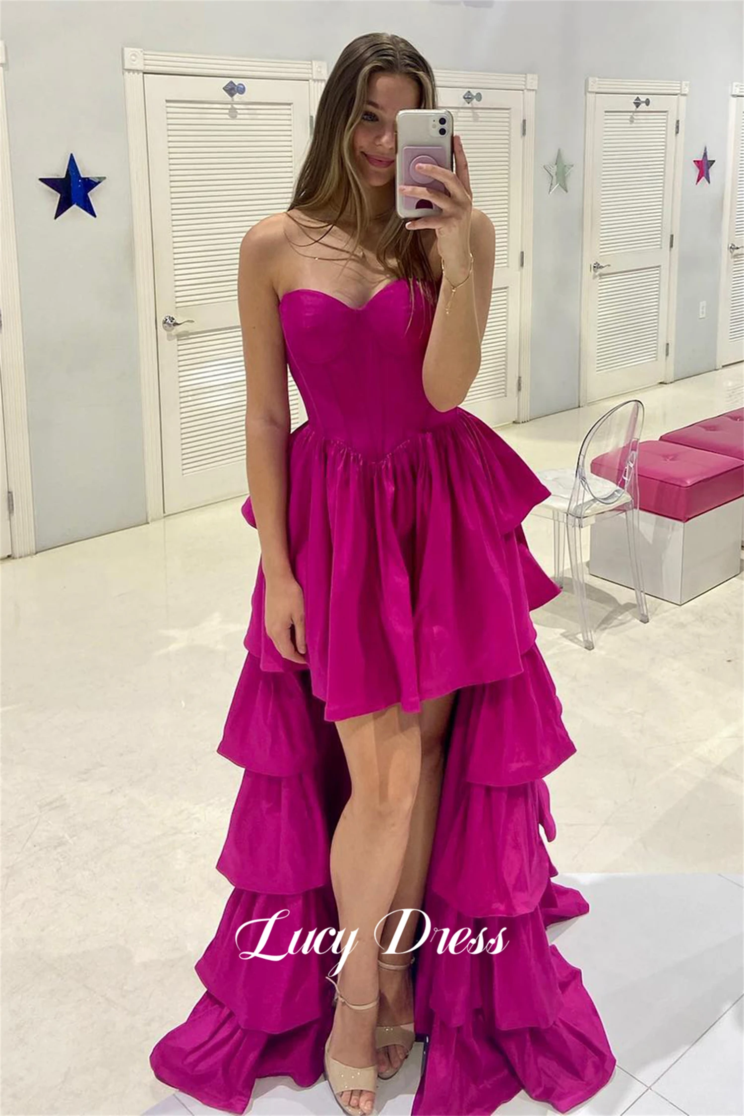 

Lucy Cocktail Dress Evening Prom Layered Graduation Gown Party Wedding Dresses for Special Occasions Robe Soiree Gala Customized