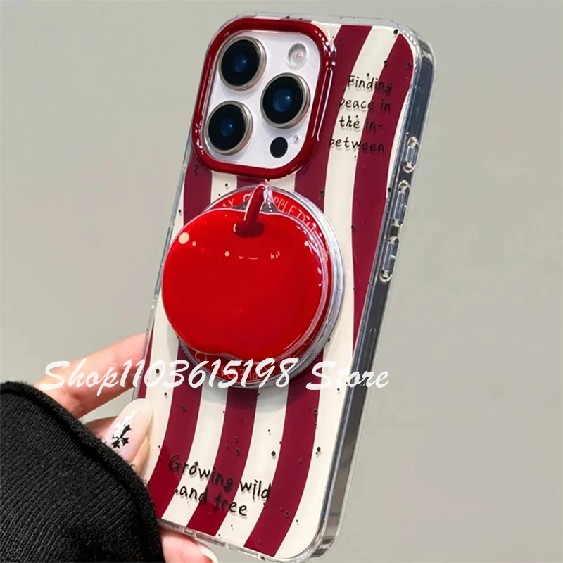 Korean Cute Cartoon Red Apple Magnetic Holder Phone Griptok Grip Tok Stand Support For iPhone For Magsafe Accessories Smart Tok view 5