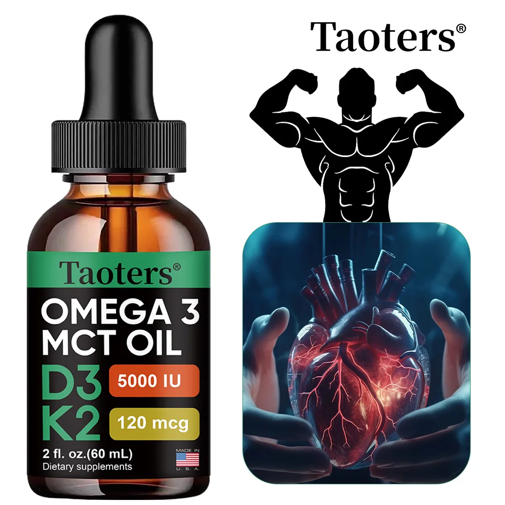 Organic Vitamin D3 K2 Drops with MCT Oil Omega 3,Maximum Strength Vitamin D Liquid 5000 IU,Faster Absorption & Immune Support