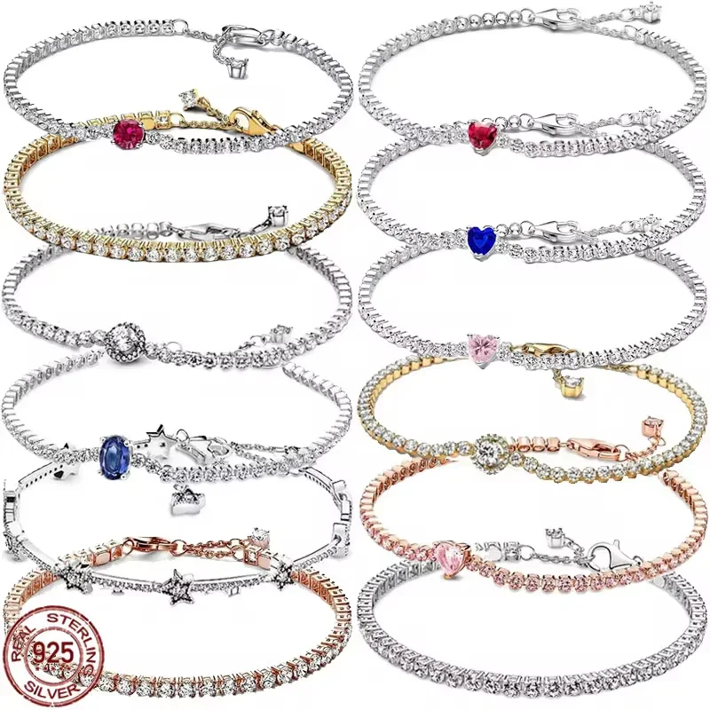 

Classic 925 Sterling Silver Women's Playful Fashion Zircon Crystal Bracelet Romantic Qixi Valentine's Day Christmas Gift