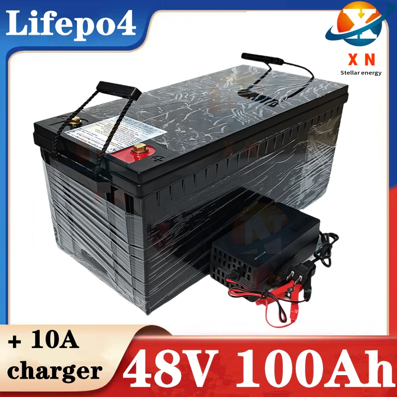 lithium 48v 100AH lifepo4 battery with BMS for tricycle golf cart inverter Solar energy storage scooter + 10A charger