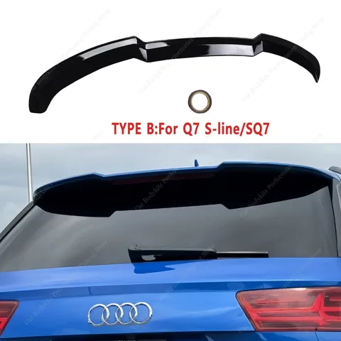Для AUDI SQ7/Q7 TFSI TDI S-line MK2 4M 2015-2026: Глянцевые черные накладки на задний спойлер из ABS-пластика, верхний спойлер, тюнинг-комплект для кузова