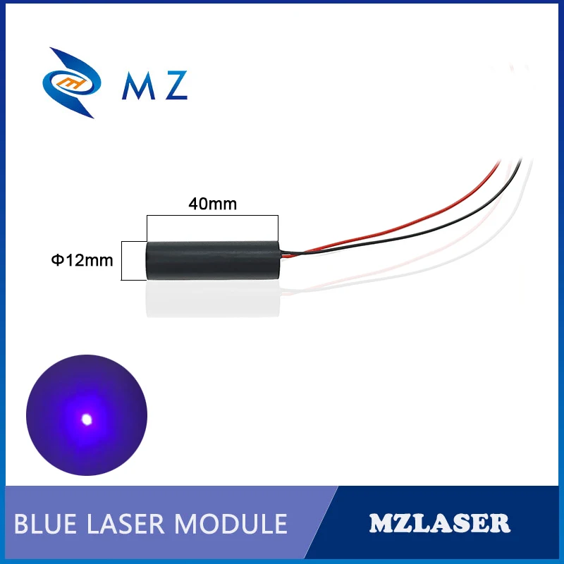 Hot Selling Compact  D12mm 405nm 50mw Blue And Violet UV Dot Laser Diode Module Glass Lens CW Circuit Model  Industrial Grade