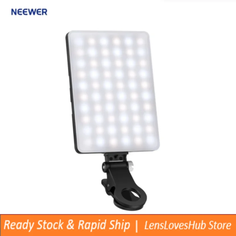 

NEEWER Selfie Light with Front & Back Phone Clip, High Power 60 LED 2000mAh Rechargeable CRI 95+ 3 Modes Light for Tablet/Laptop