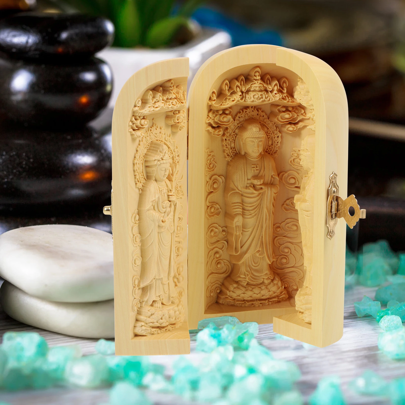 

Buddha Statue Decoration Home Figurine Unpack Sculpture for Boxwood Mini Statues