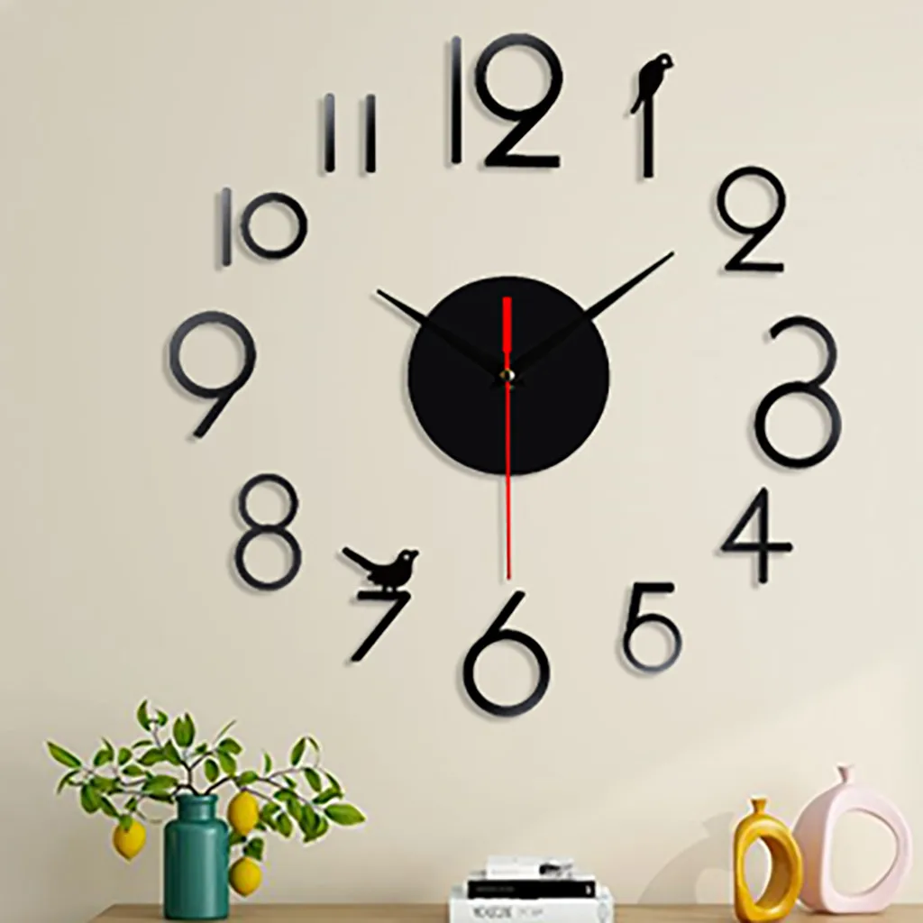 Frameless Diy Wall Mute Clock 3d Mirror Surface Sticker Home Office Decor 12-hour Display Wall Clock Modern Design Wall Decor