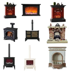 Mini Old-fashioned Chimney Accessories Home Decor Miniature Furniture Toy Mini Fireplace Doll House Kitchen Stove Kids Gift