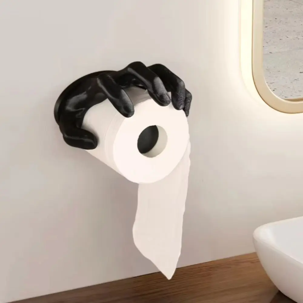 Gothic Style Toilet Paper Decoration Box Black Hand-Shaped Toilet Paper Holder Wall Mounted Black White Tissue Storage Stand