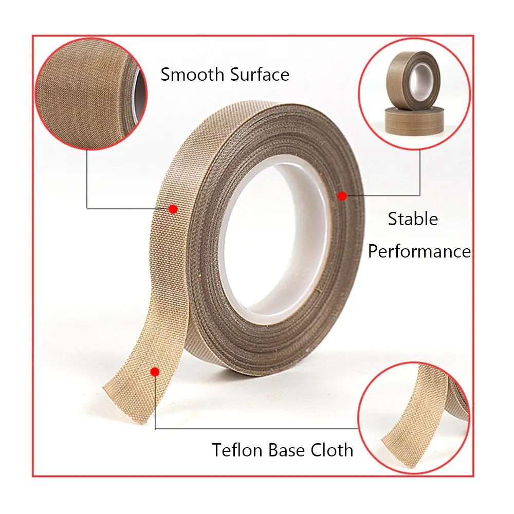 10m/Roll High Temperature PTFE Tape Wear Resistant Waterproof Cloth Tape Insulated Durable Fiberglass Adhesive Tape