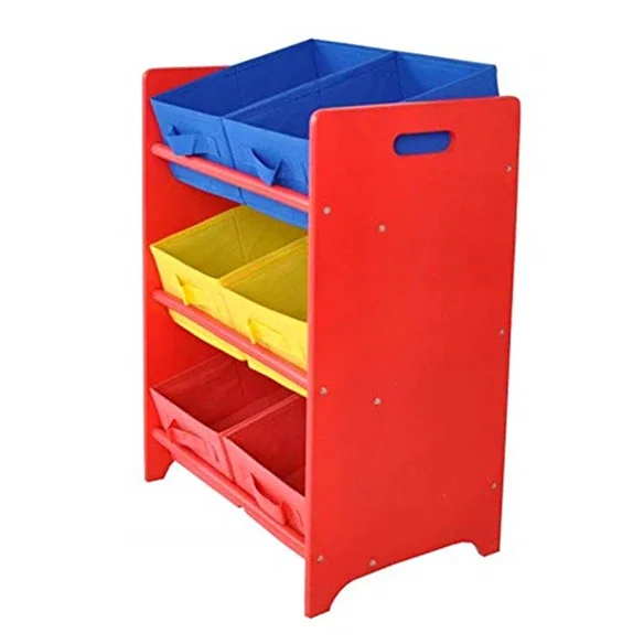 Toy Storage Unit Kids Chest Of 6 Canvas Drawers Children Cabinet For Children's Playroom