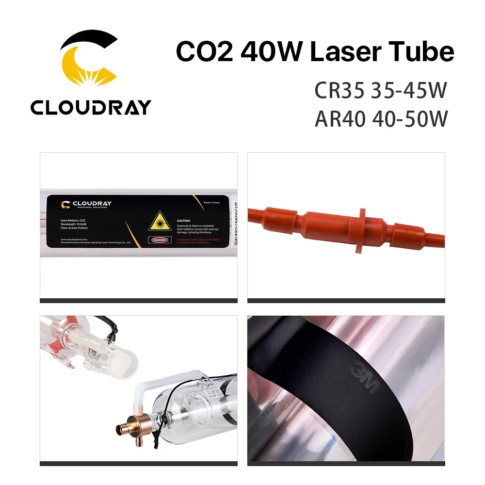 Cloudray 35-45W Co2 Metal Glass Laser Tube 720MM 40W Glass Laser Lamp for CO2 Laser Engraving Cutting Machine