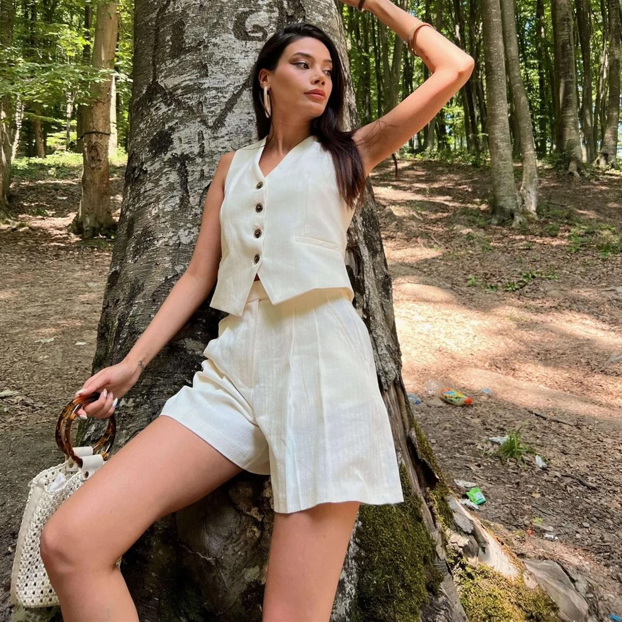 Vest Casual Suit Women 2024 New Fashion Vest Coat Top Shorts