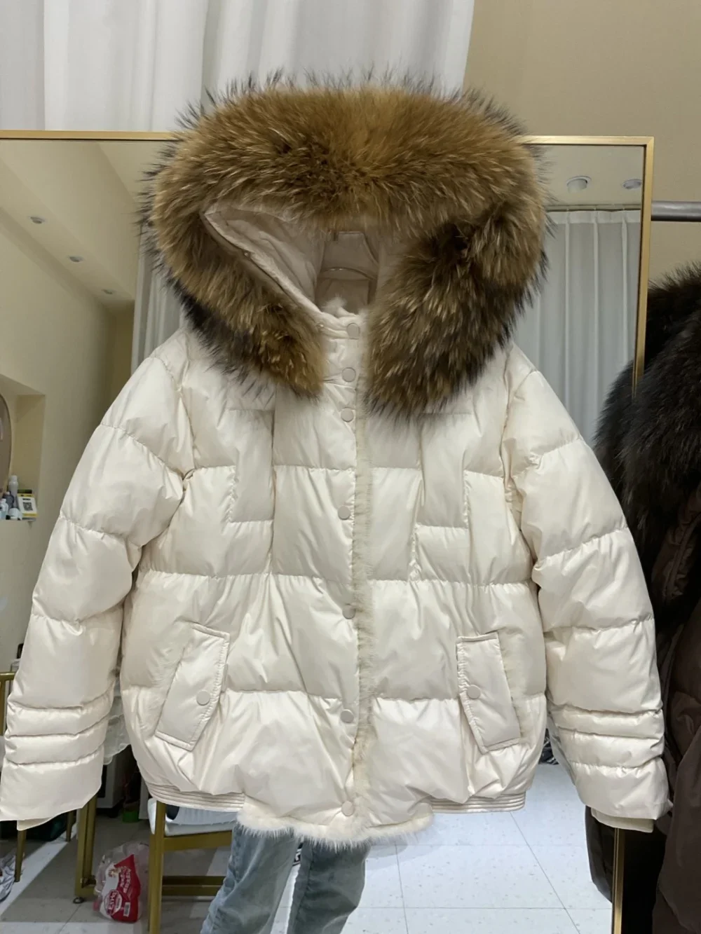 Hooded New European Fashion Real Fox Fur Coat for Women Autumn Natural Mink Fur Outwear 2024 Winter White Duck Down Jacket