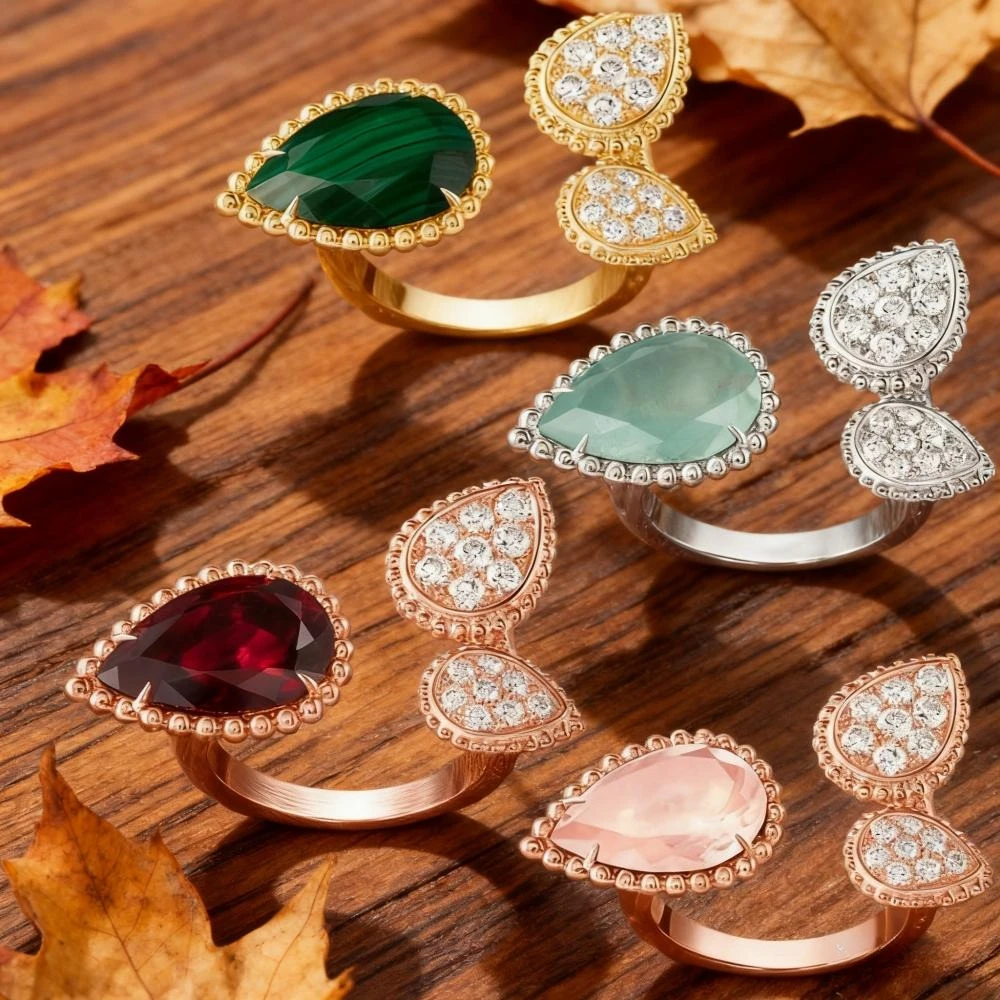 

2025 Trendy Jewelry 2025 New Noble & Elegant Water - drop Jade Open Ring, Classic for Parties & Workplace, Ideal Bday Gift